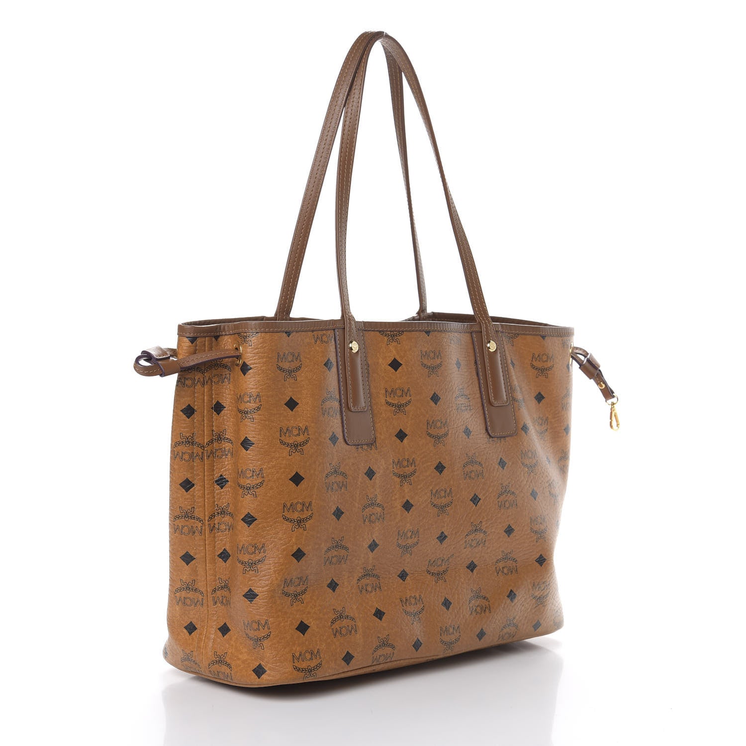 MCM Visetos Medium Liz Reversible Shopper Tote Cognac 3 of 16