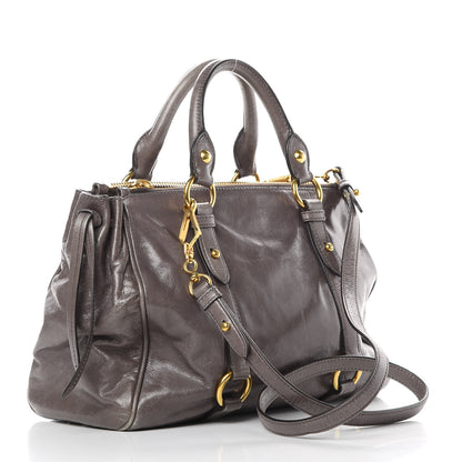Miu Miu Vitello Shine Double Zip Tote Fumo 3 of 16