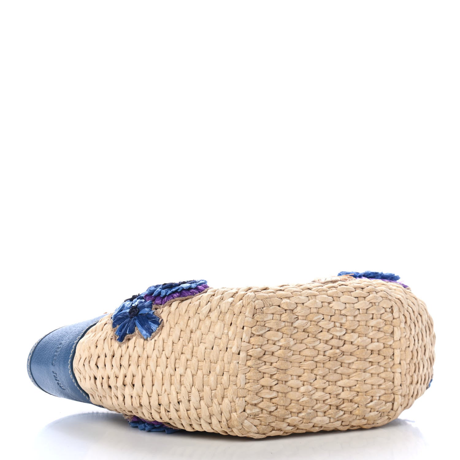 Miu Miu Calfskin Wicker Romantic Basket Bag Naturale Blue 3 of 5