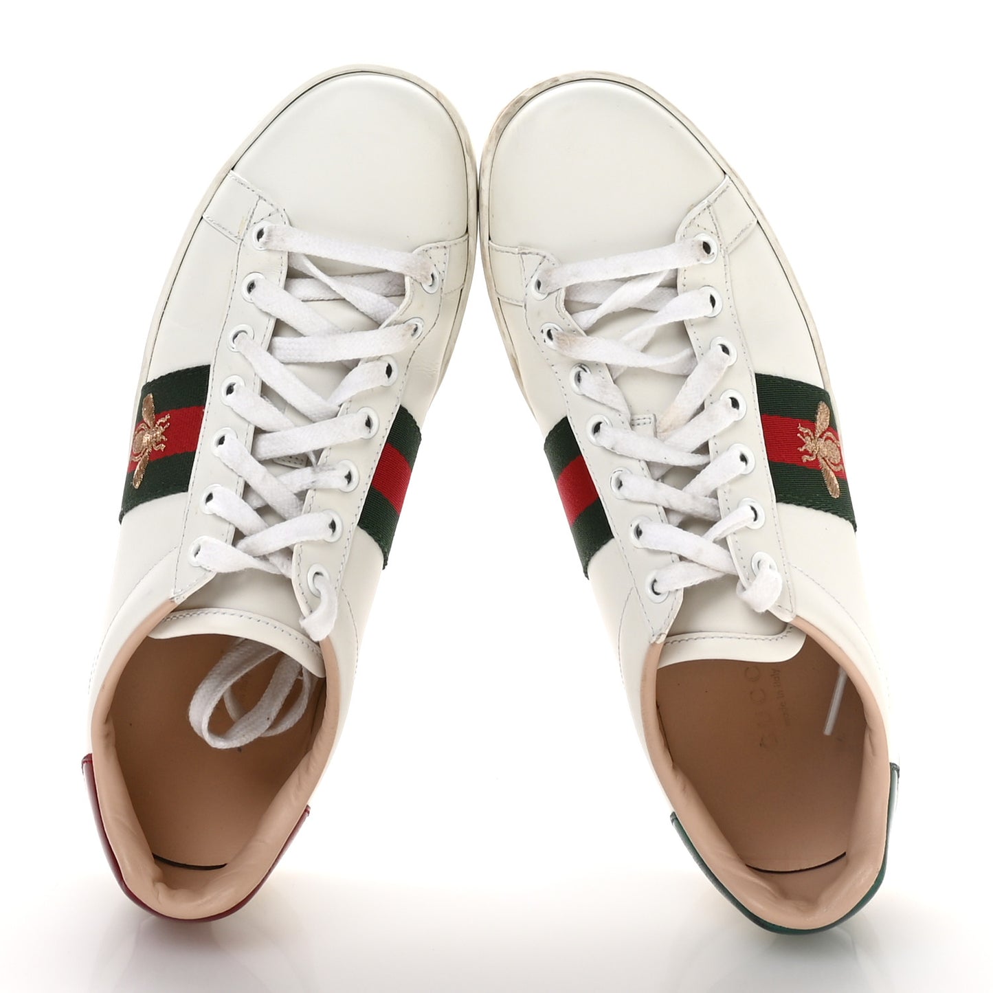 Calfskin Web Bee Embroidered Womens Ace Platform Sneakers 38 White