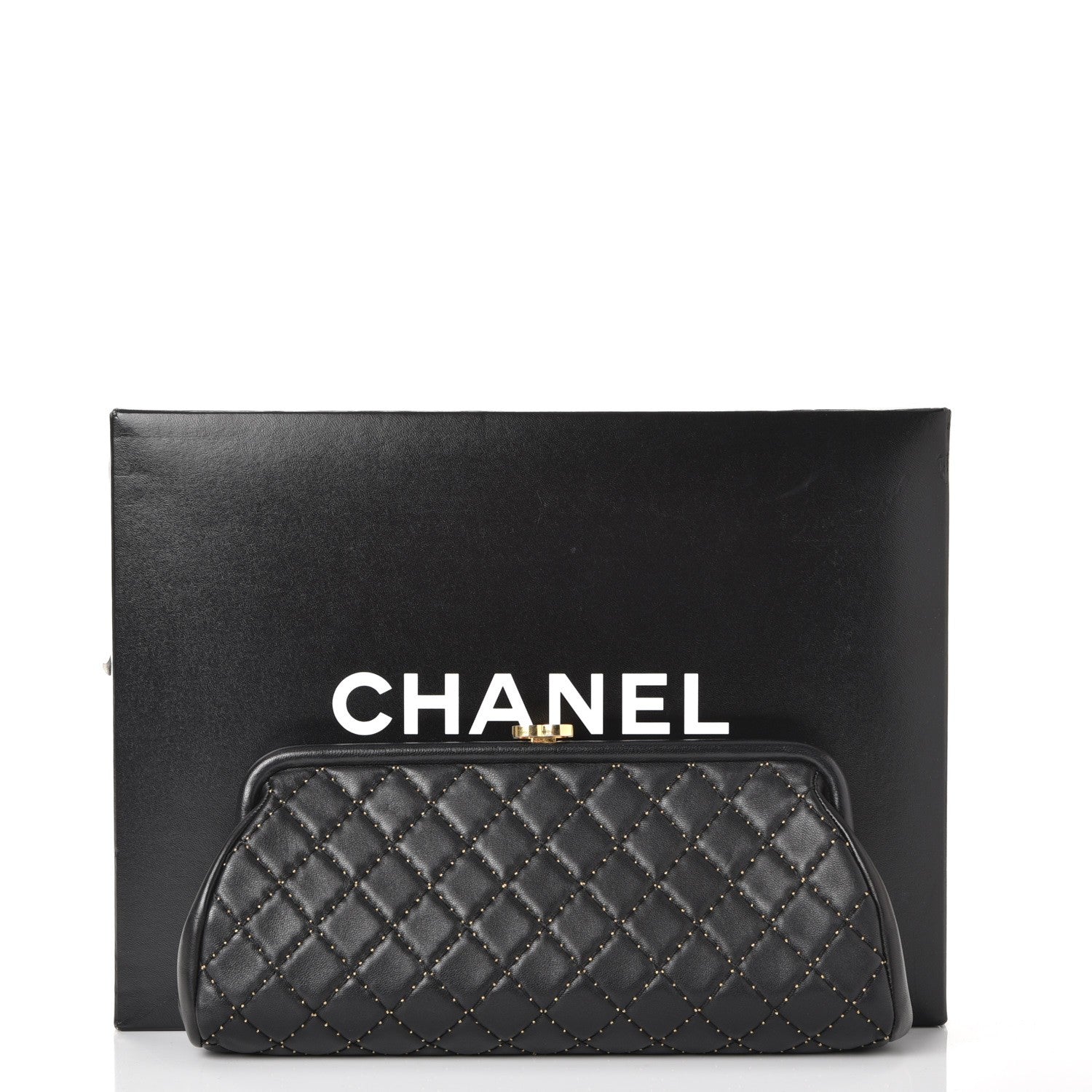 Chanel Lambskin Stitched Timeless Clutch Black 9 of 17