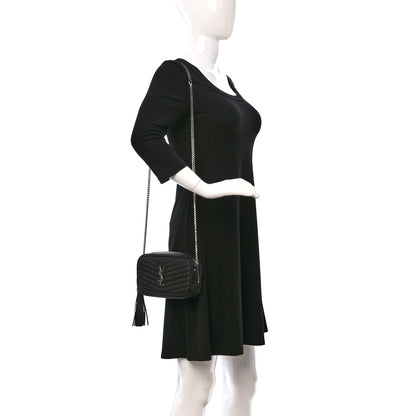 Saint Laurent Grain De Poudre Matelasse Monogram Mini Lou Camera Bag Black 2 of 10