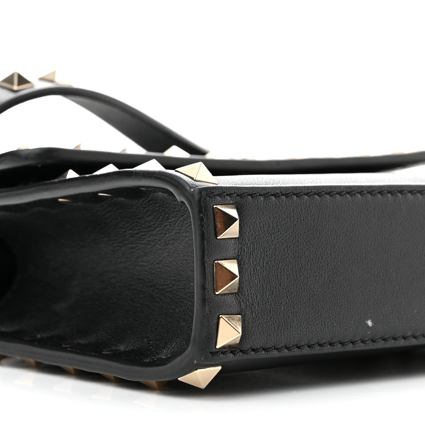 Vitello Mini Rockstud Flap Wallet on Strap Black