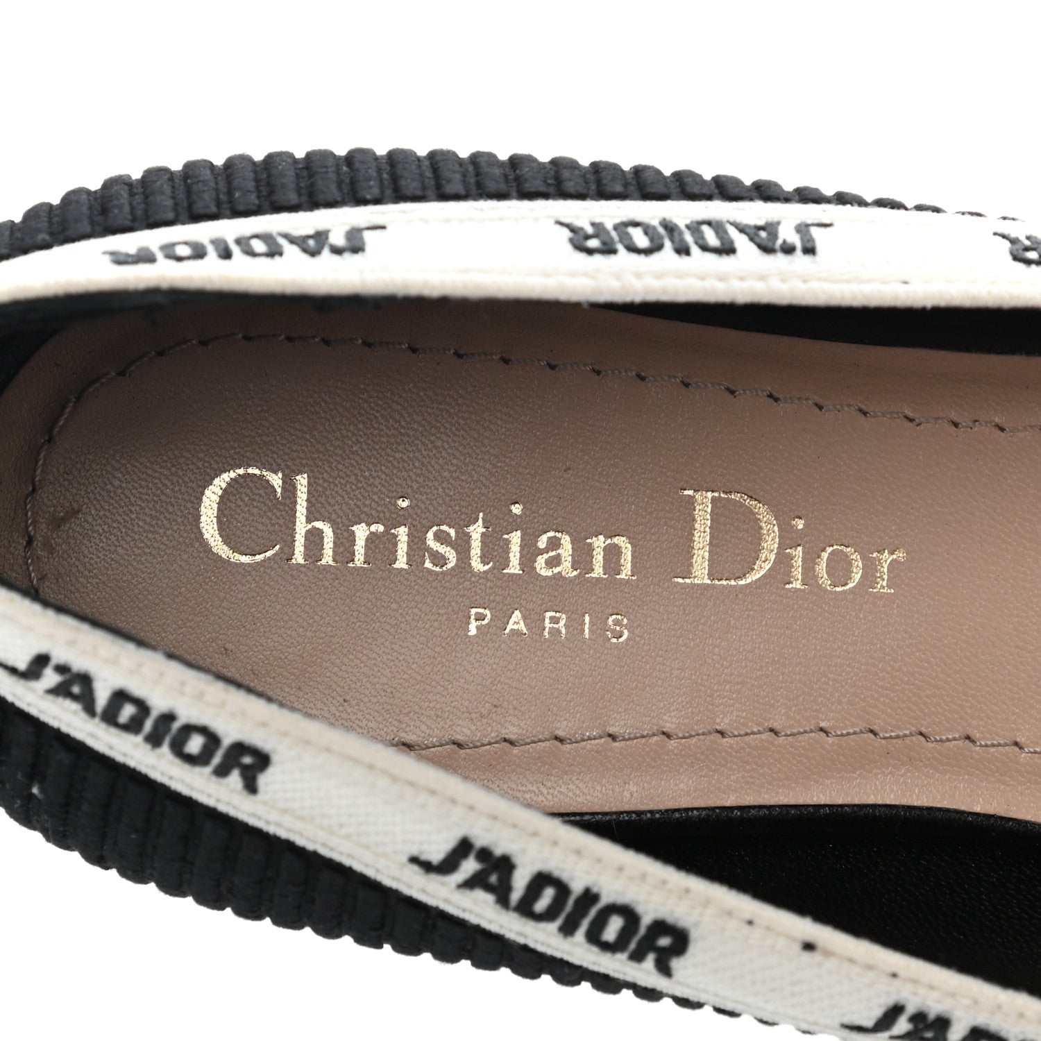 Christian Dior Fabric Ribbon Embroidered J'Adior Ballet Flats 36.5 Black 7 of 10