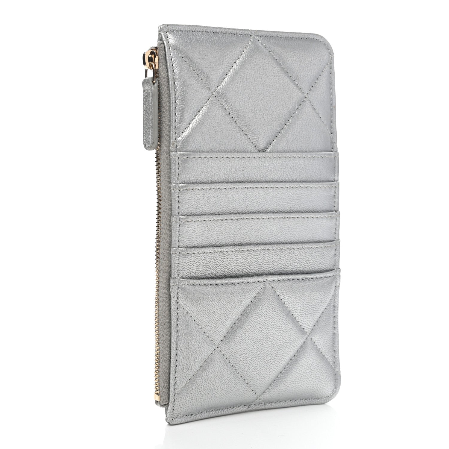 Chanel Lambskin Quilted Chanel 19 Phone and Card Holder Silver 3 of 10
