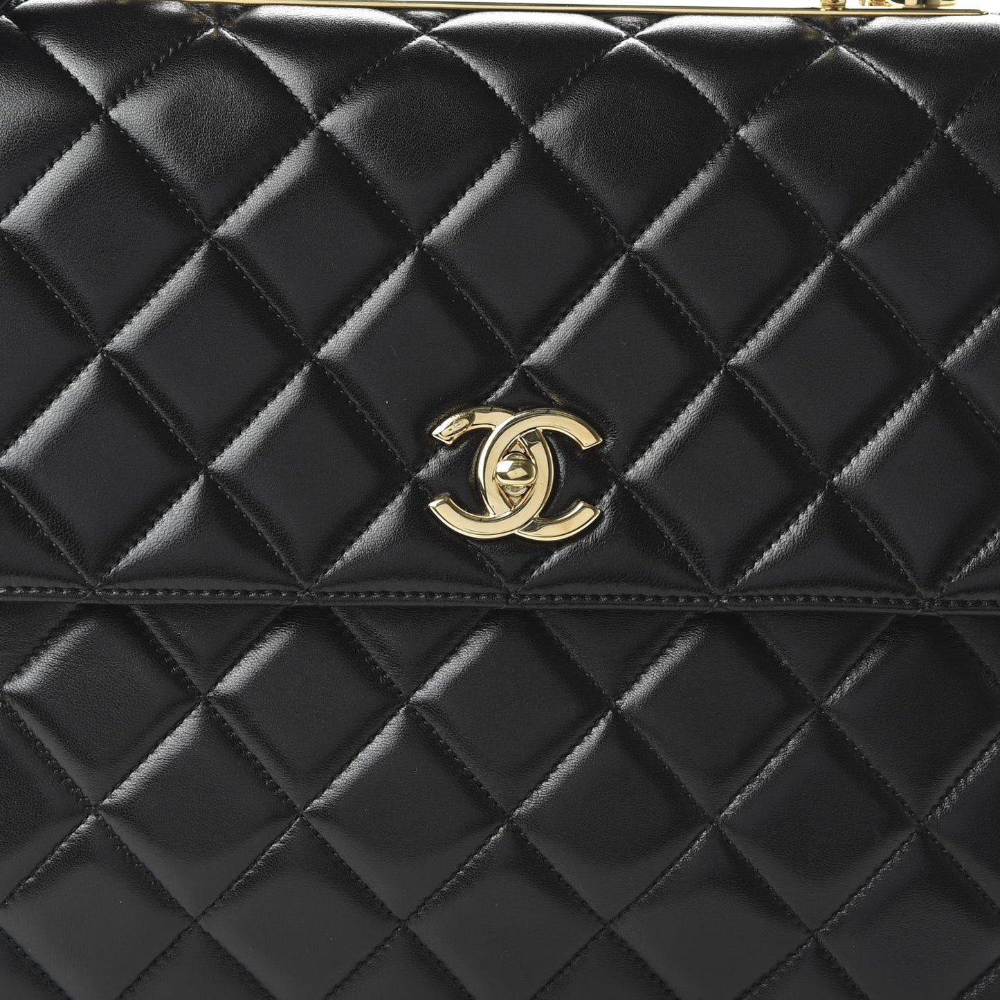 Lambskin Quilted Large Trendy CC Dual Handle Flap Bag Black