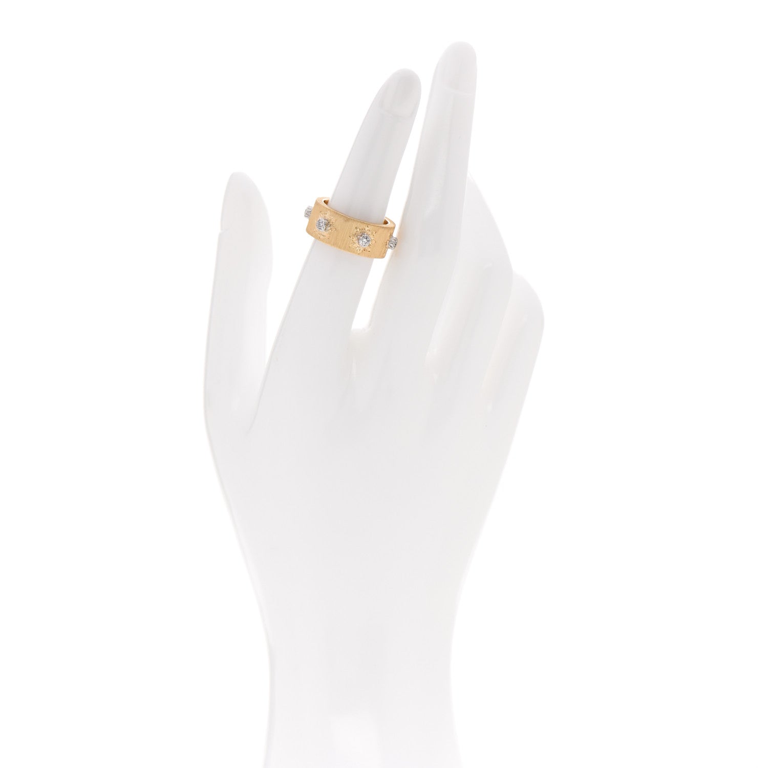 Buccellati 18K Yellow White Gold Diamond 8.5mm Macri Band Ring 51 5.75 2 of 6