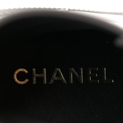 Chanel Grained Calfskin Shiny Calfskin CC Lace Up Combat Boots 41 Gray Black 9 of 11
