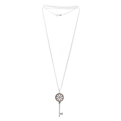 Tiffany Sterling Silver Diamond Large Daisy Key Pendant Link Necklace 3 of 6