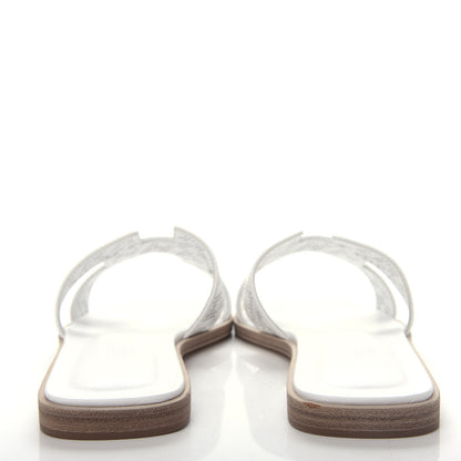 Hermes Calfskin Perforated Oran Sandals 36 White 7 of 10