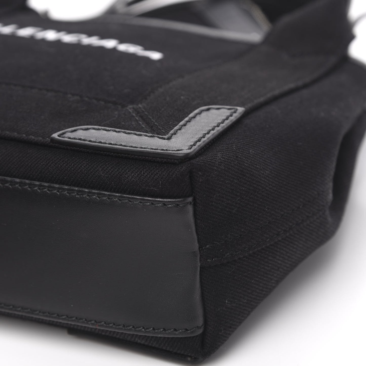 Cotton Canvas Calfskin Navy Cabas XS Black