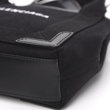 Balenciaga Cotton Canvas Calfskin Navy Cabas XS Black 10 of 11