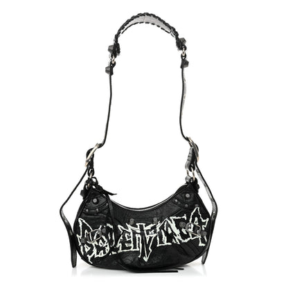 Balenciaga Agneau Arena Lunar New Year Graffiti Logo Le Cagole Shoulder Bag XS Black 1 of 10