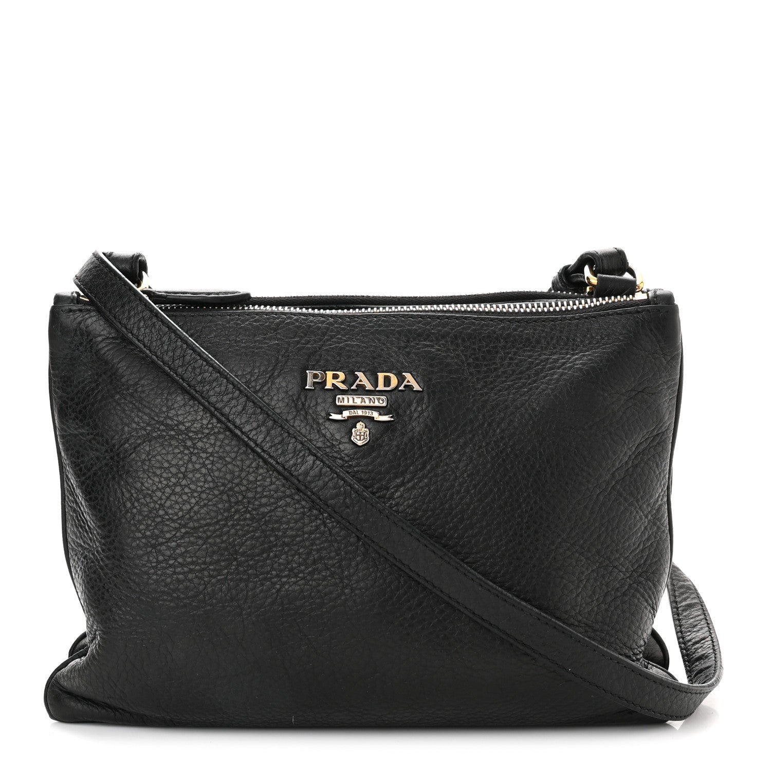 Prada Vitello Phenix Double Zip Crossbody Bag Black 1 of 10