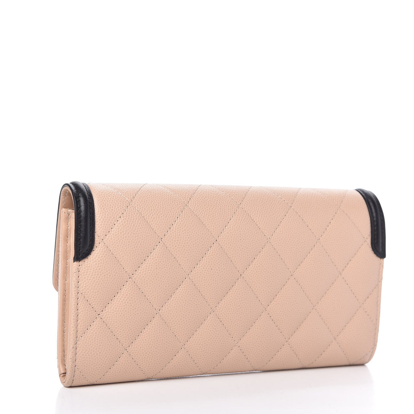 Caviar Quilted Filigree Flap Wallet Beige Black
