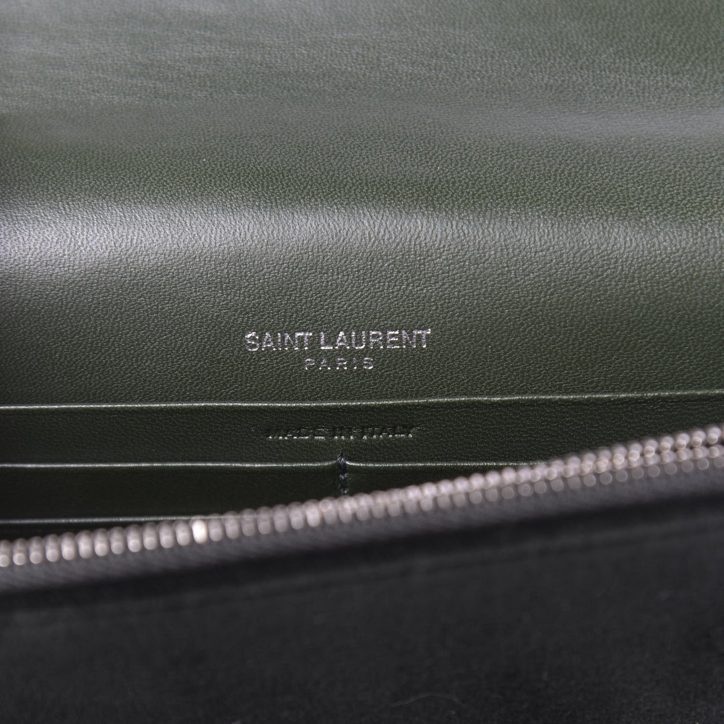Velvet Crystal Monogram Kate Tassel Chain Wallet Green