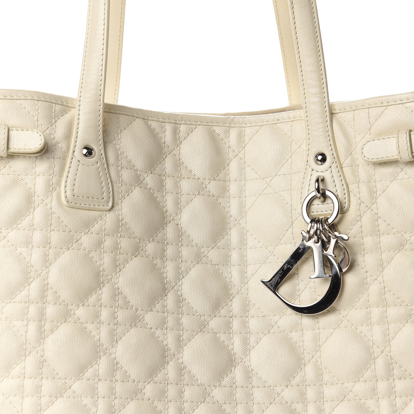 Coated Canvas Cannage Medium Panarea Tote White