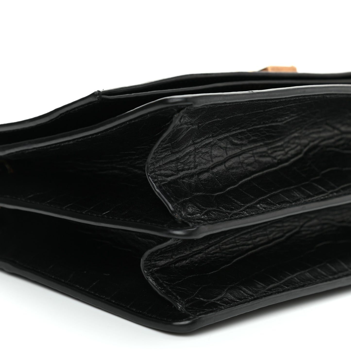 Calfskin Crocodile Embossed Small Monogram Sunset Black