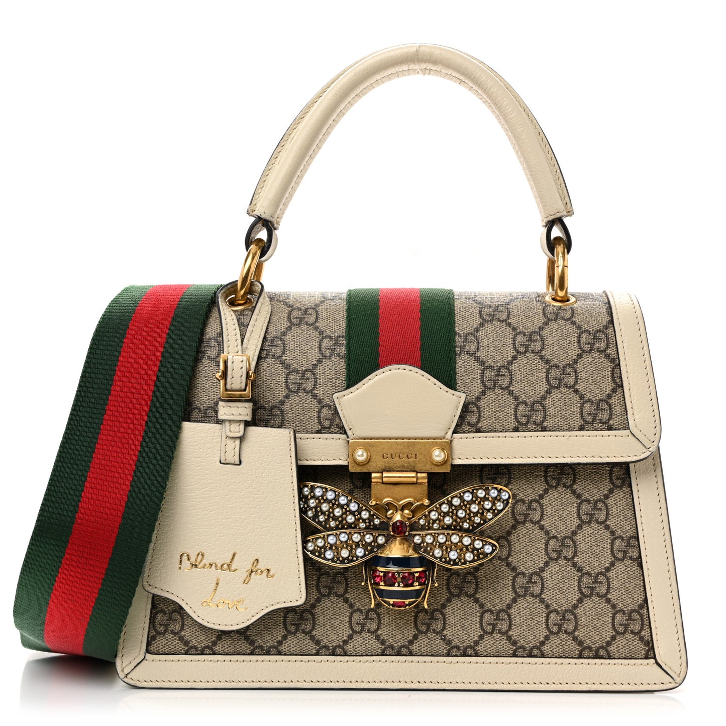 GG Supreme Monogram Small Queen Margaret Top Handle Bag White