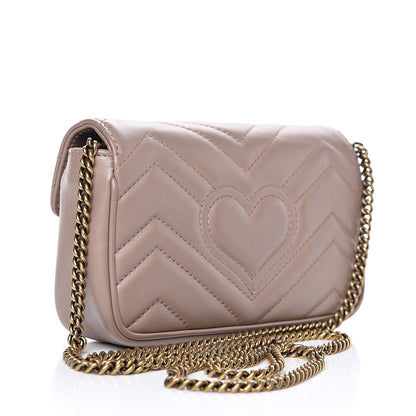 Gucci Calfskin Matelasse Super Mini GG Marmont Shoulder Bag Porcelain Rose 3 of 11