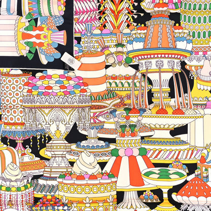Hermes Silk La Patisserie Francaise Scarf 90 Orange Black Multicolor 3 of 3
