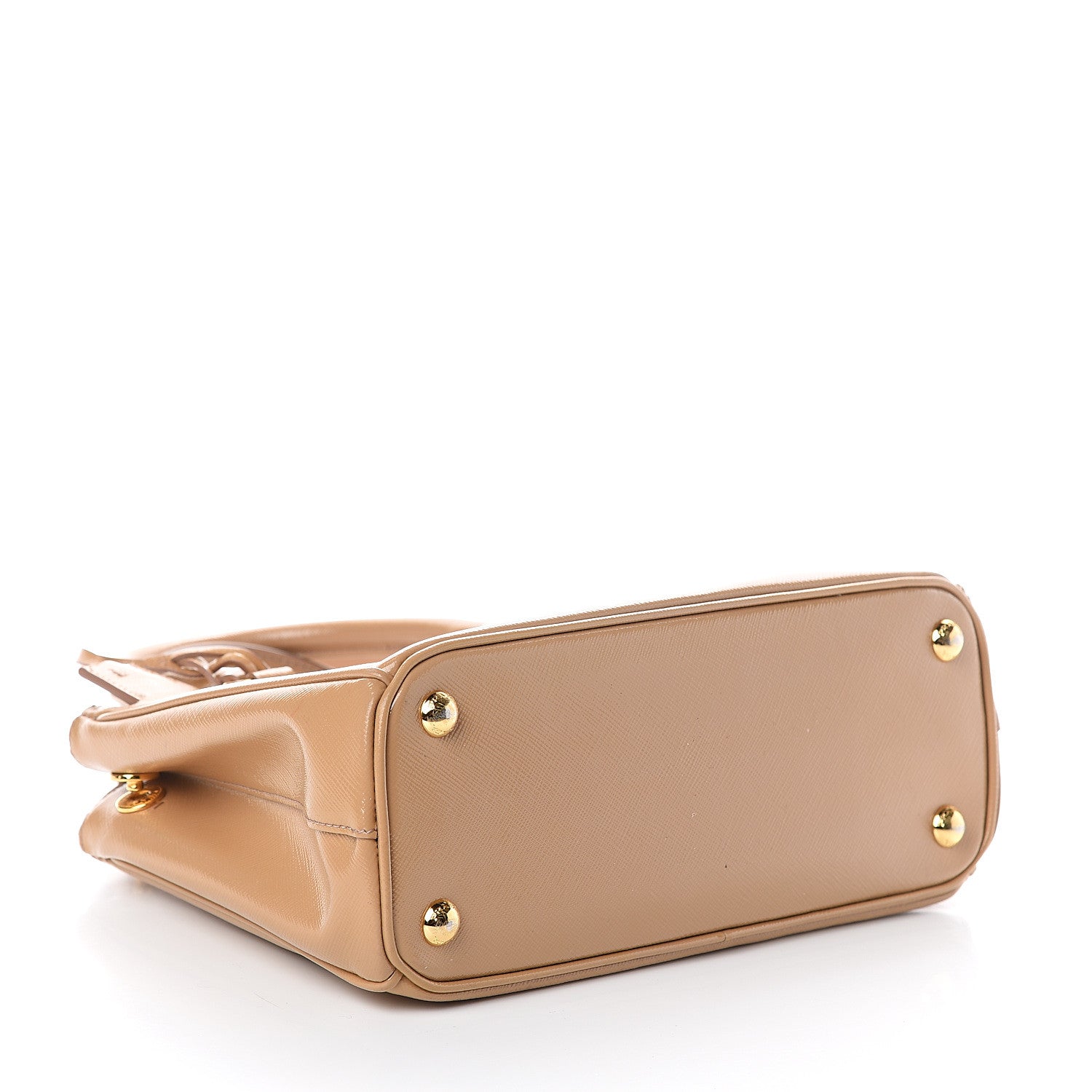 Prada Saffiano Vernice Mini Galleria Double Zip Tote Noisette 3 of 7