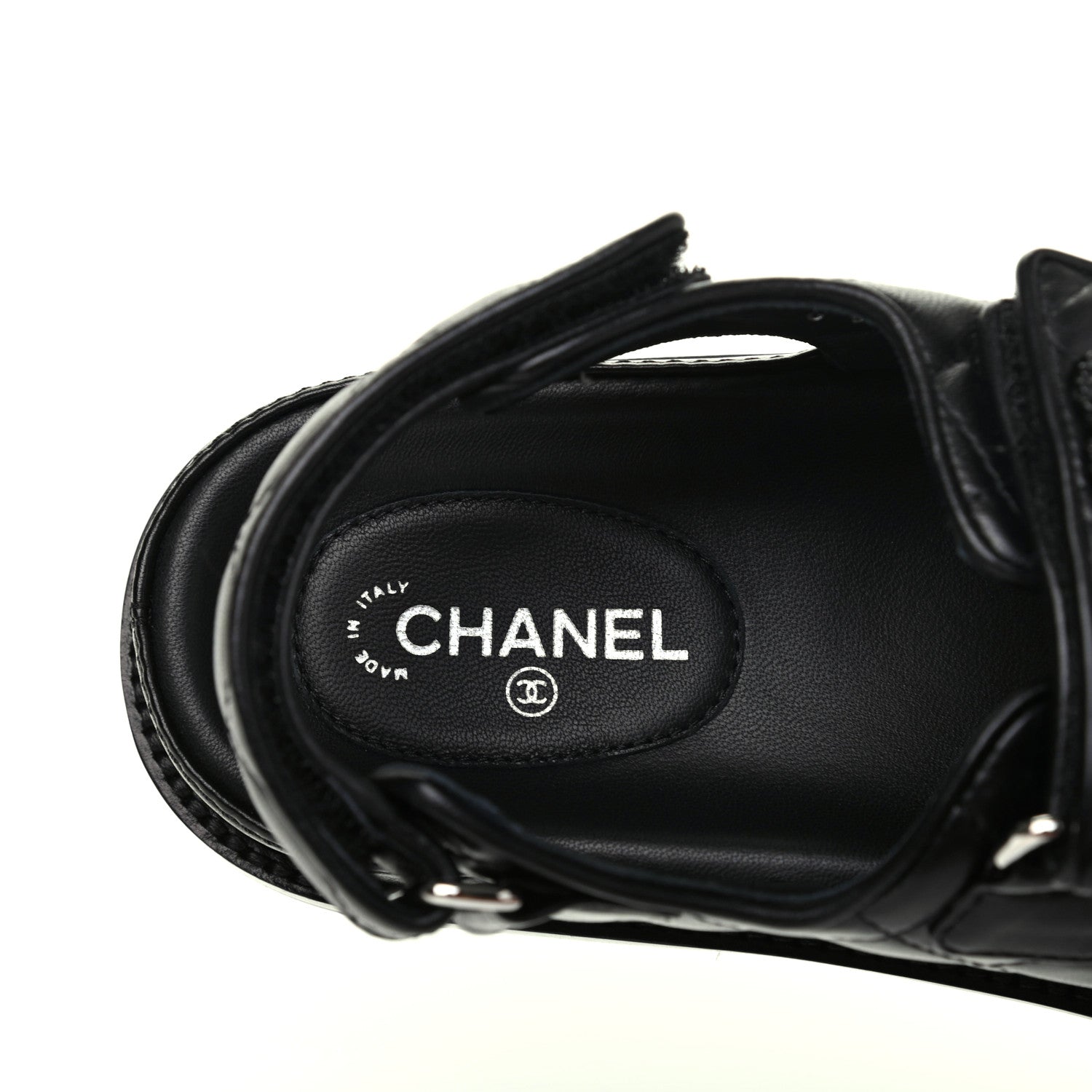 Chanel Lambskin Velcro Dad Sandals 36 Black 7 of 9