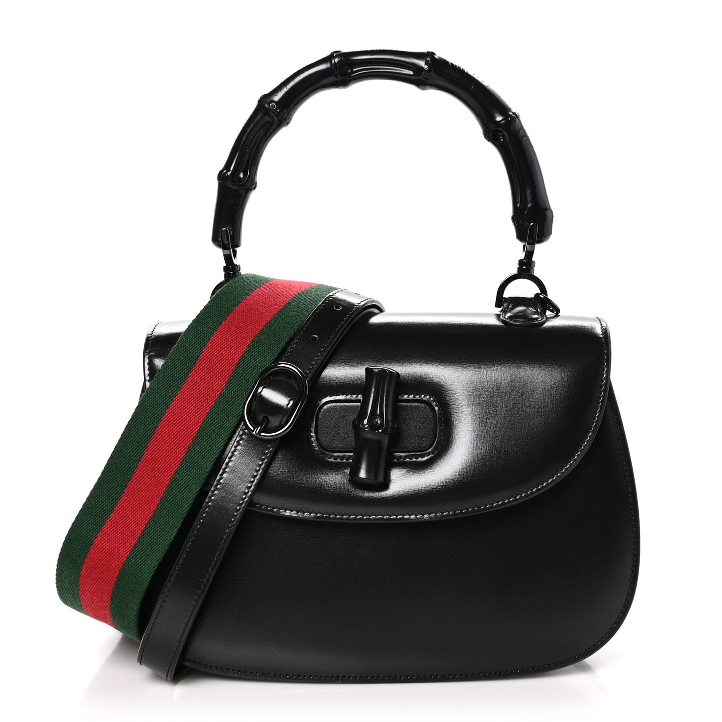 Boarded Dyana Lux Calfskin Web Monochrome Medium Bamboo 1947 Top Handle Bag Black