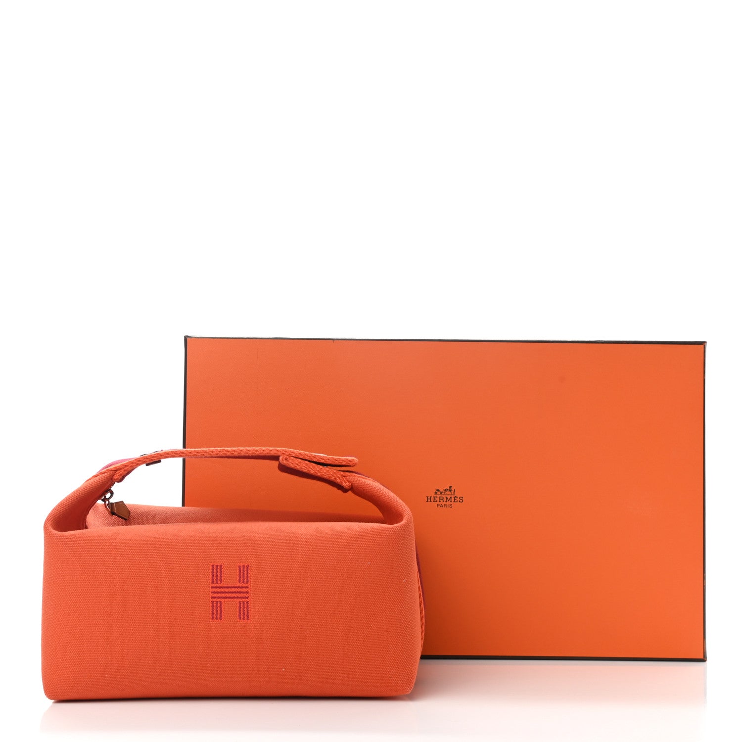 Hermes Canvas Small Bride-A-Brac Pouch Orange Burgundy 8 of 8