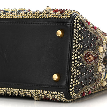 Christian Dior Calfskin Beaded Medium Lady Dior Black Multicolor 9 of 10