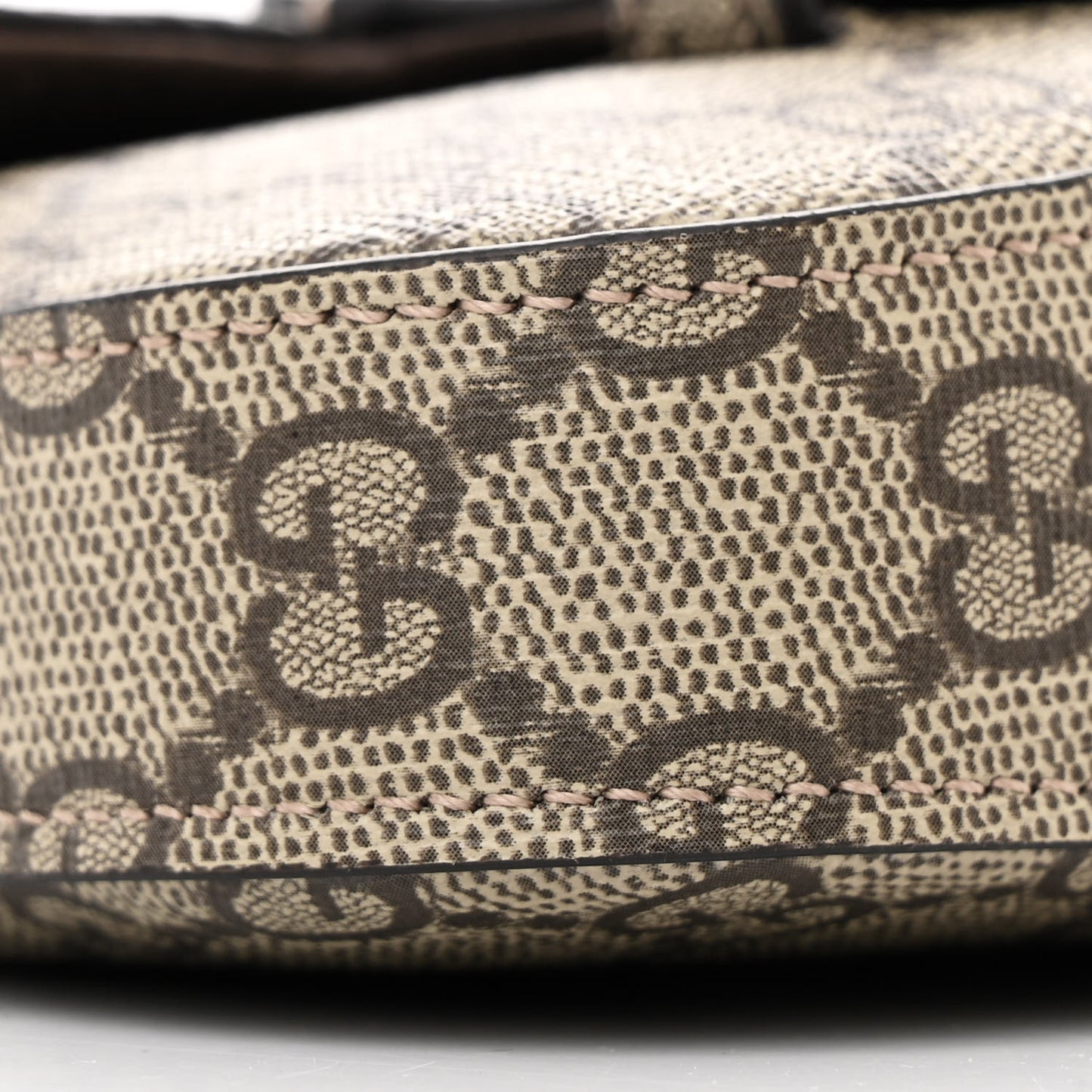 GG Supreme Monogram Mini Horsebit 1955 Asymmetric Shoulder Bag Beige Ebony