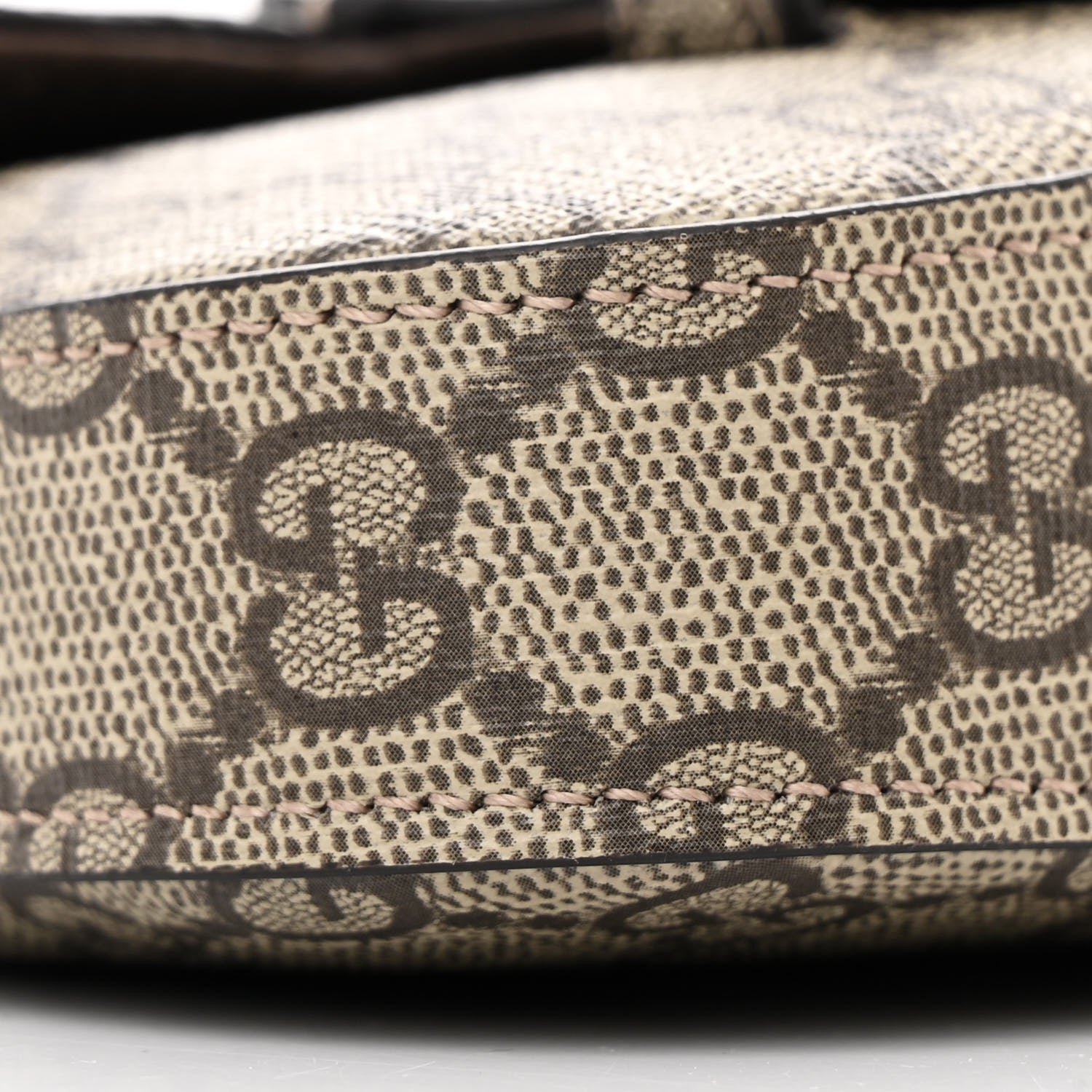 Gucci GG Supreme Monogram Mini Horsebit 1955 Asymmetric Shoulder Bag Beige Ebony 9 of 10