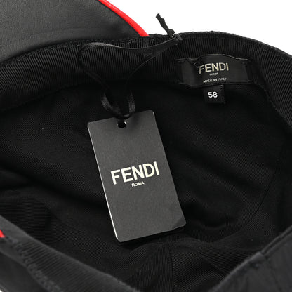 Fendi Nylon Lambskin Monster Eyes Baseball Hat 58 Black Rosso Gold 8 of 8