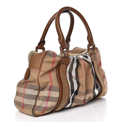 Burberry House Check Studded Knight Satchel Brown 2 of 9