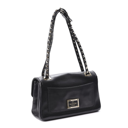 Valentino Garavani Vitello Rockstud Flip Lock Shoulder Flap Bag Black 2 of 8