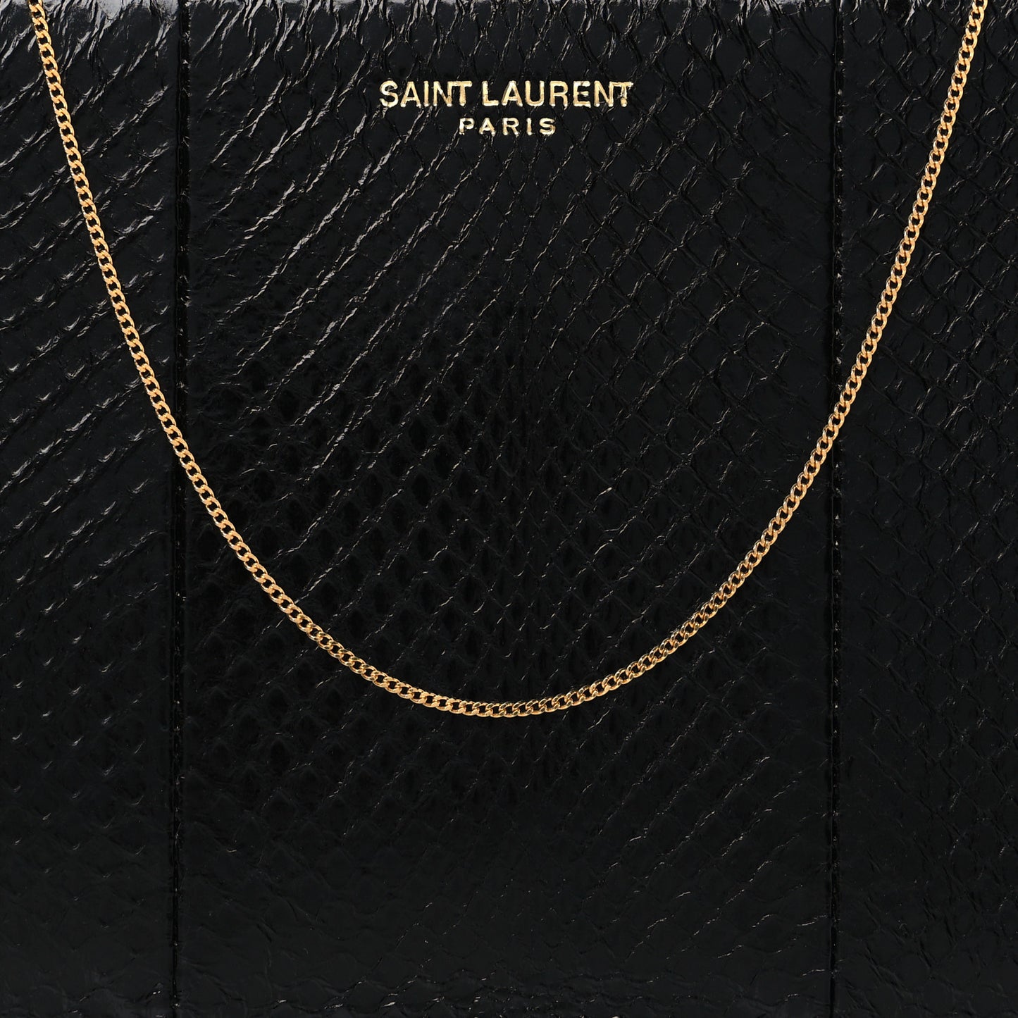 Snakeskin Pouch With Chain Black