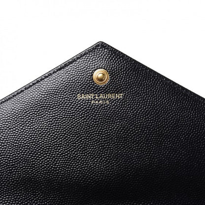 Saint Laurent Grain De Poudre Matelasse Chevron Monogram Chain Wallet Black 6 of 8