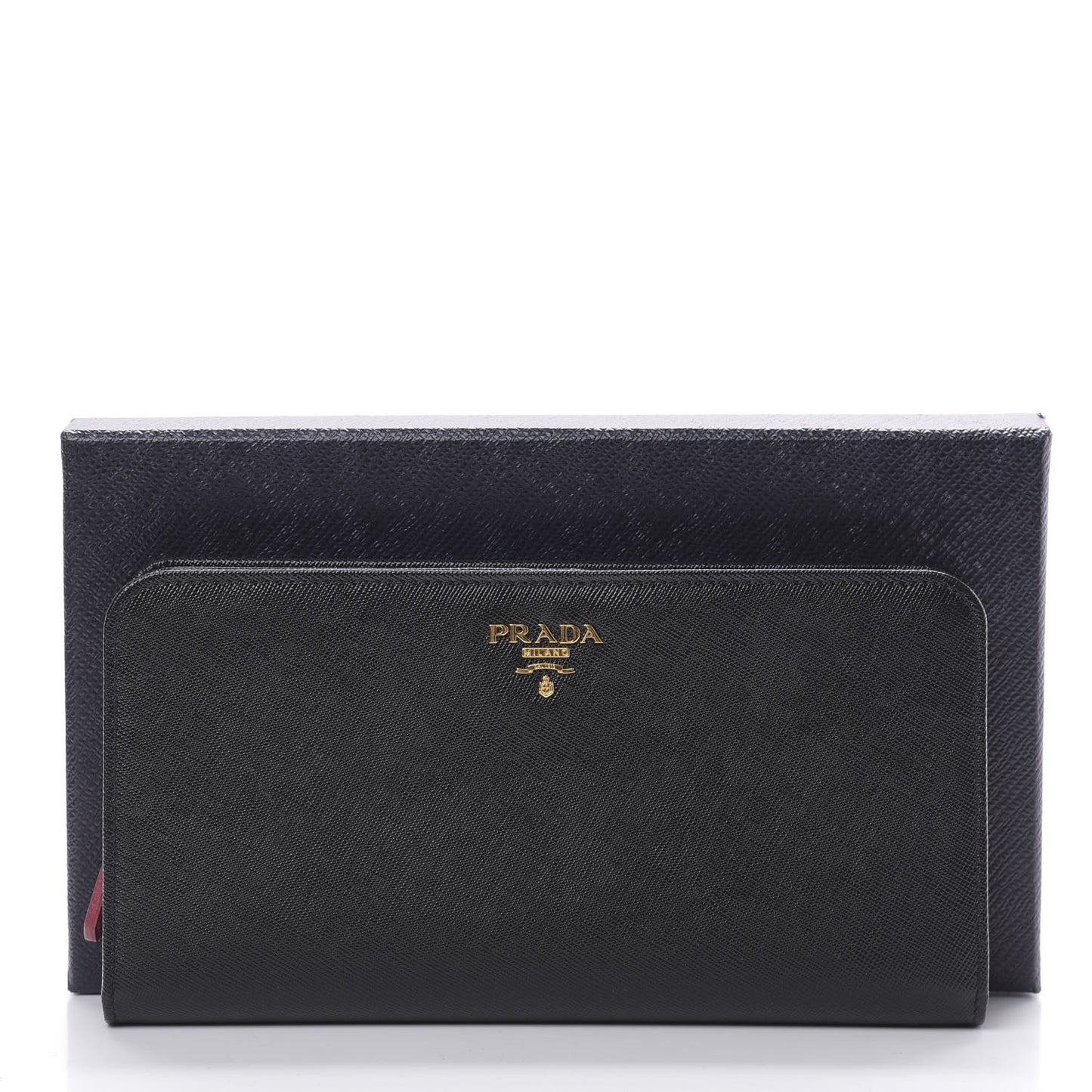 Saffiano Metal Large Zip Wallet Black Fuoco Peonia