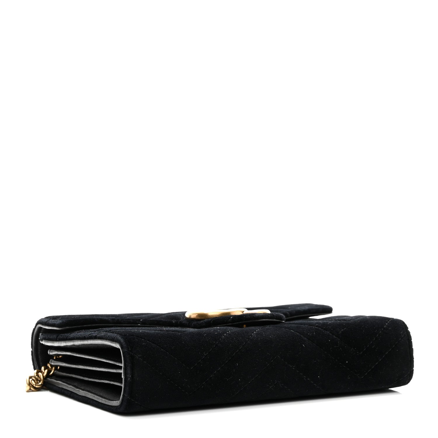 Gucci Velvet Matelasse GG Marmont Chain Wallet Black 4 of 11