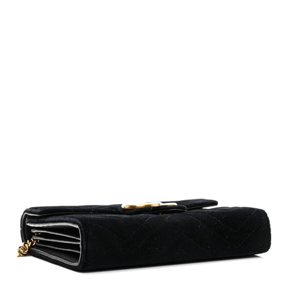 Gucci Velvet Matelasse GG Marmont Chain Wallet Black 4 of 11