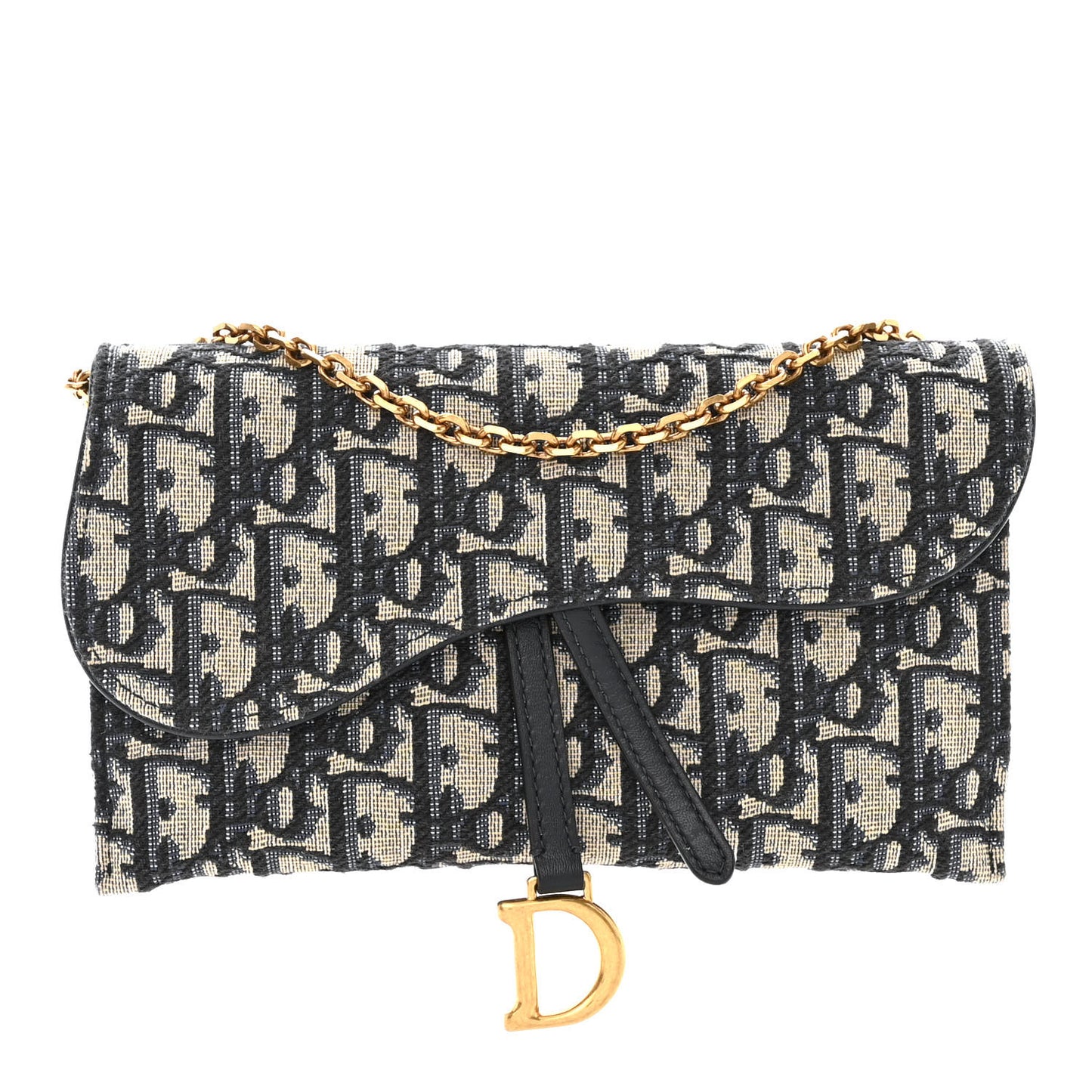 Oblique Saddle Chain Long Wallet Blue