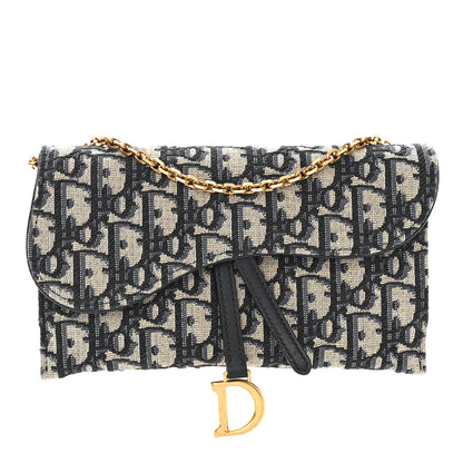 Christian Dior Oblique Saddle Chain Long Wallet Blue 3 of 14