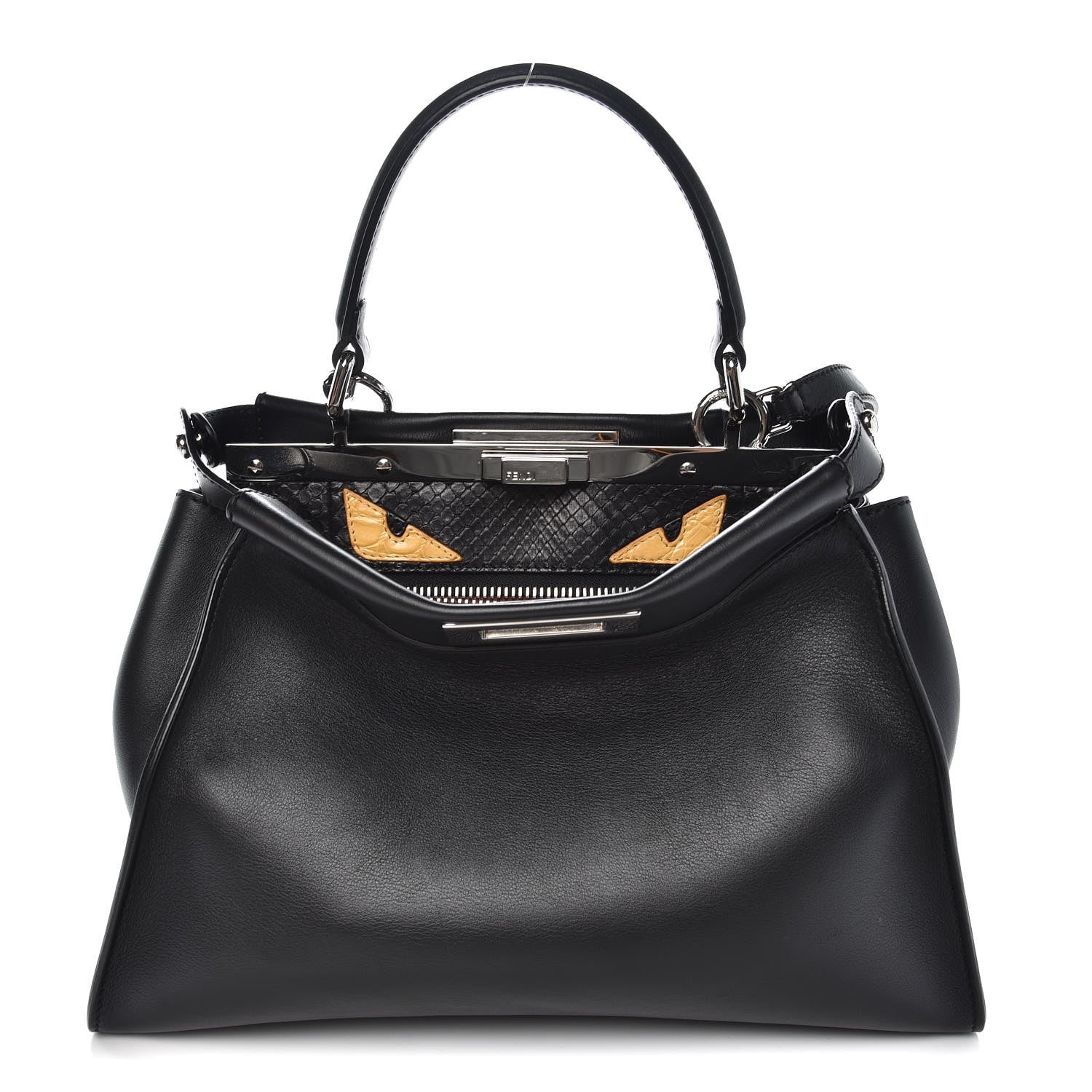 Fendi Vitello Seta Python Crocodile Monster Eyes Medium Peekaboo Iconic ...