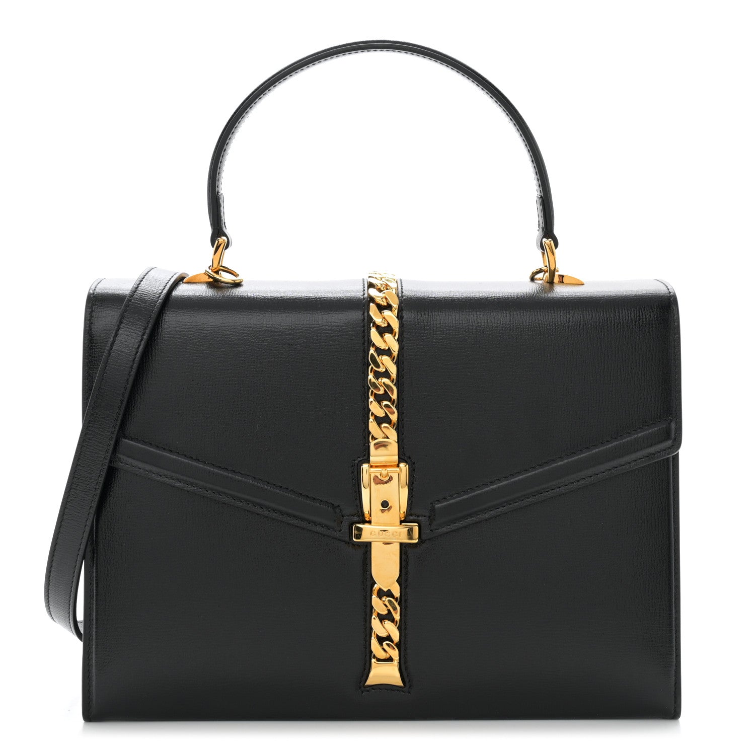 Gucci Azalea Calfskin Small Black Sylvie 1969 Top Handle Bag Black 1 of 11