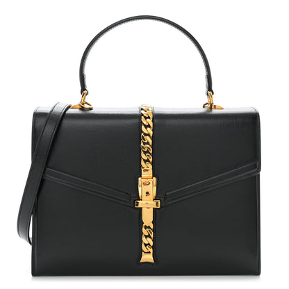 Gucci Azalea Calfskin Small Black Sylvie 1969 Top Handle Bag Black 1 of 11