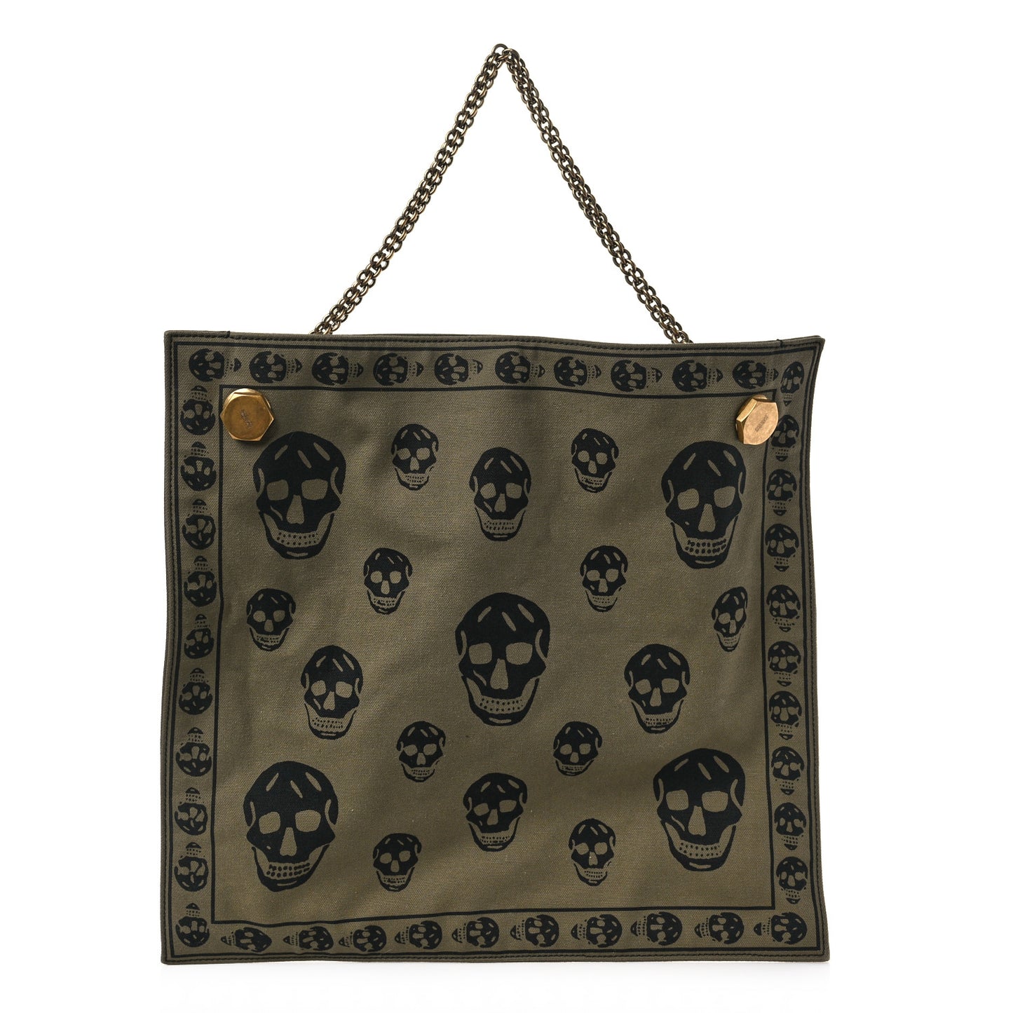 Canvas Skull Print Shopper Green Black