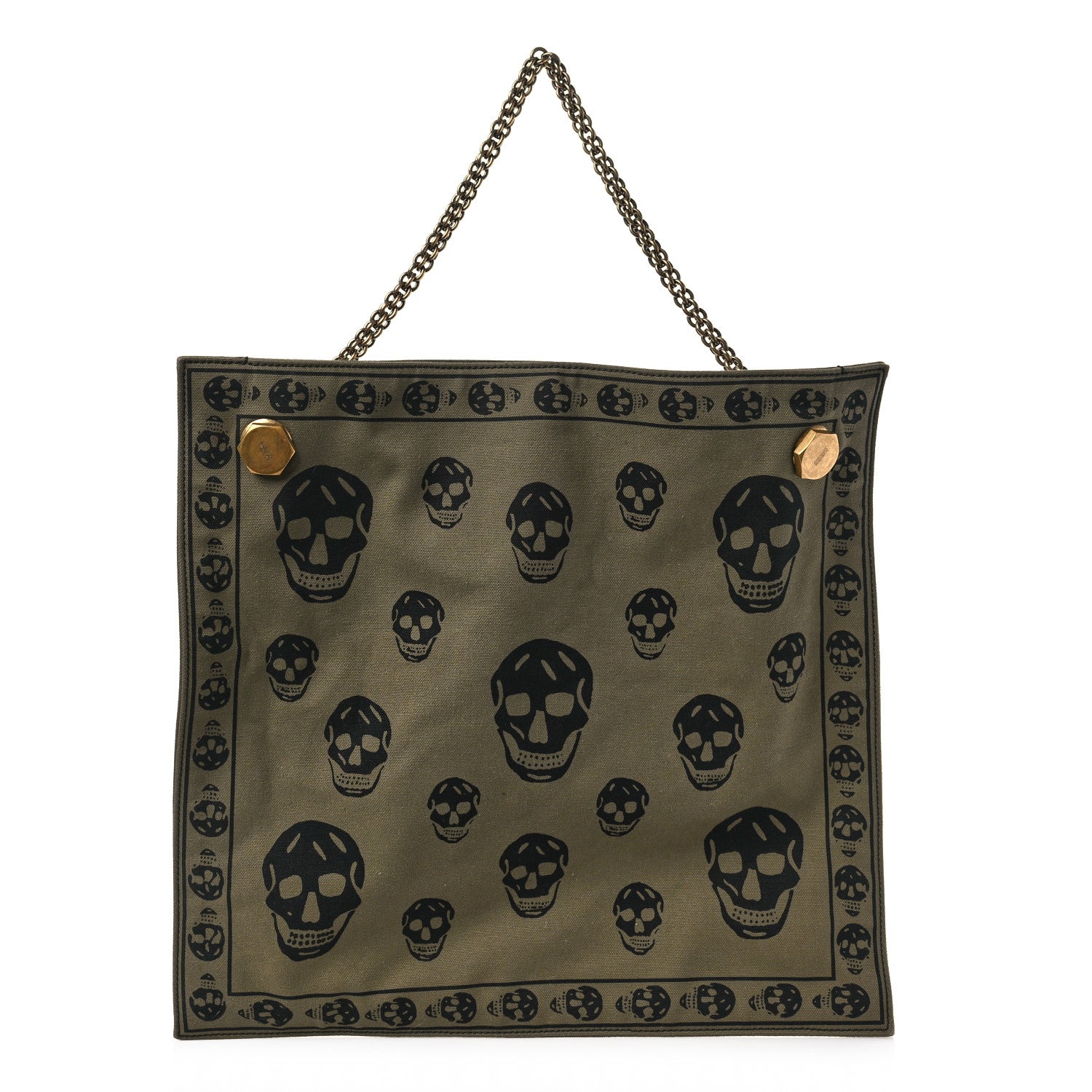 Alexander McQueen Canvas Skull Print Shopper Green Black 1 of 8