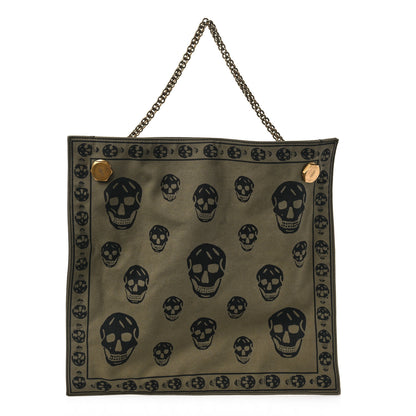 Alexander McQueen Canvas Skull Print Shopper Green Black 1 of 8