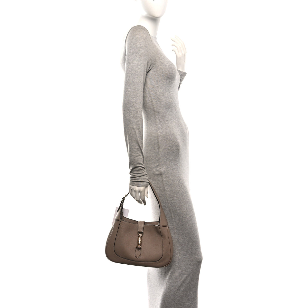 Gucci Grained Calfskin Web Medium Jackie 1961 Hobo Taupe 2 of 10