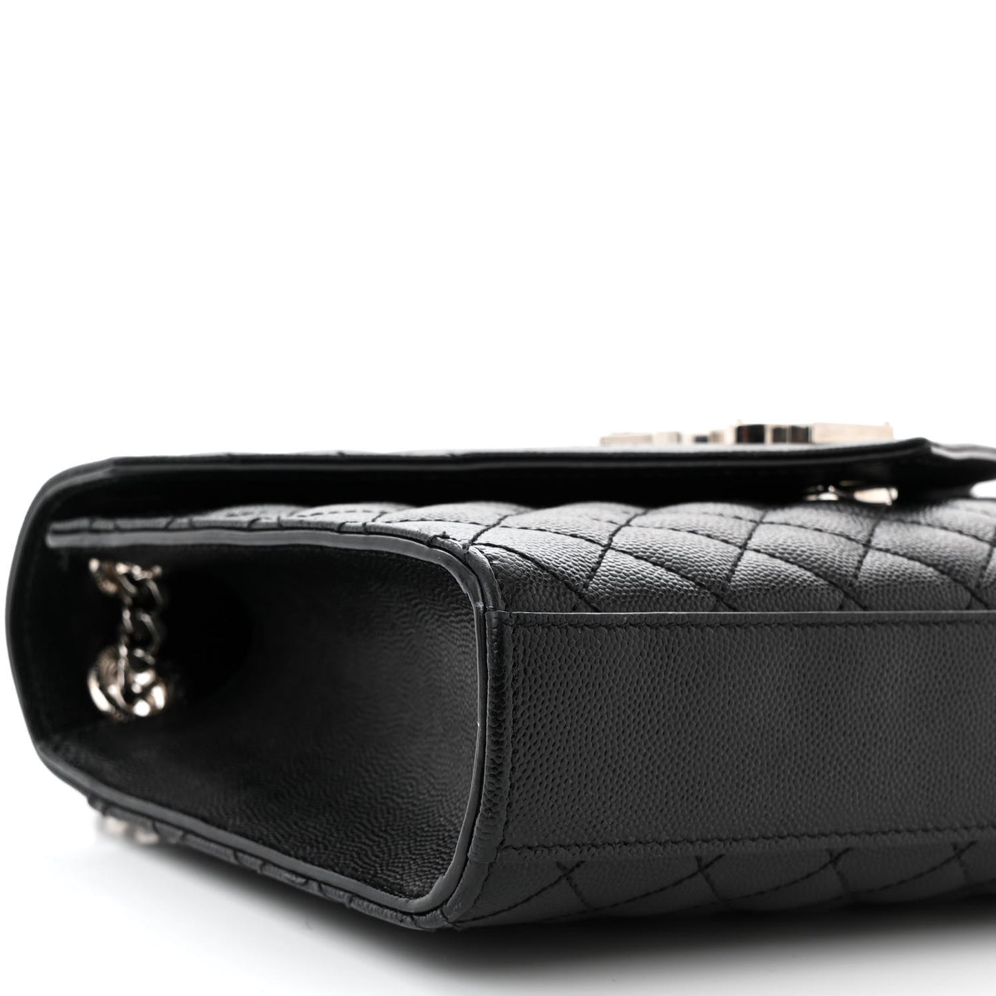 Grain De Poudre Textured Mixed Matelasse Triquilt Medium Monogram Satchel Black